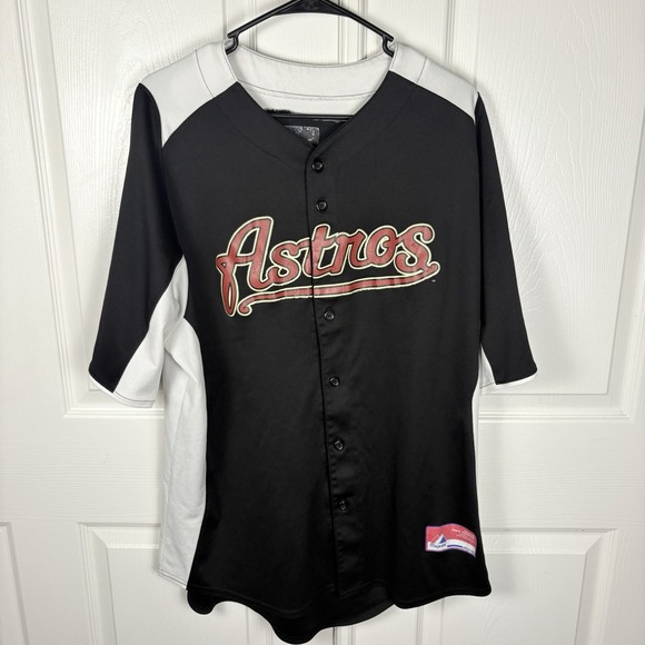 Houston Astros Black Jersey Majestic Size Unknown See Measurements Button Front - Picture 1 of 9